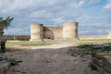 Fototapeta na wymiar medieval fortress courtyard