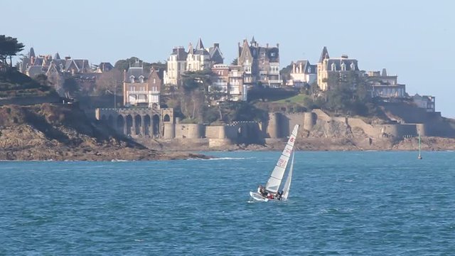 Sailing boat at the coast of bretagnea