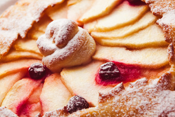 Pie with cherry isolated on white