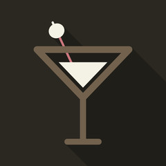 Martini cocktail with straw vector illustration outline silhouette isolated on background. Alcohol drink cocktail icon