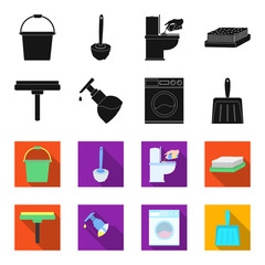 Cleaning and maid black,flet icons in set collection for design. Equipment for cleaning vector symbol stock web illustration. © pandavector
