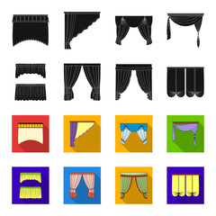 Different types of window curtains.Curtains set collection icons in black,flet style vector symbol stock illustration web. © pandavector