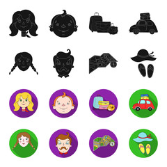 Travel, vacation, camping, map .Family holiday set collection icons in black,flet style vector symbol stock illustration web. © pandavector