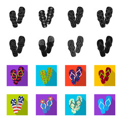 Flip-flops black,flet icons in set collection for design. Beach shoes vector symbol stock web illustration. © pandavector
