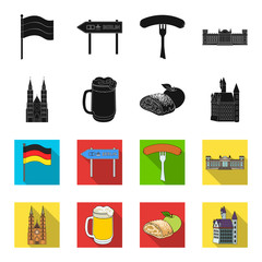 Country Germany black,flet icons in set collection for design. Germany and landmark vector symbol stock web illustration. © pandavector