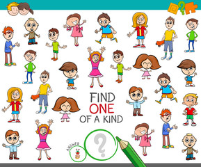 find one of a kind game with kid boys and girls