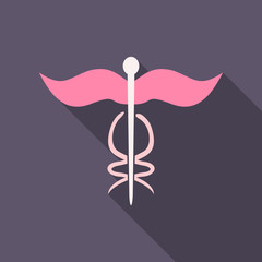 Caduceus - medical sign in modern flat style.