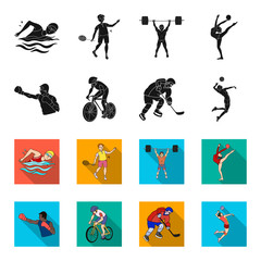Cycling, boxing, ice hockey, volleyball.Olympic sport set collection icons in black,flet style vector symbol stock illustration web. © pandavector