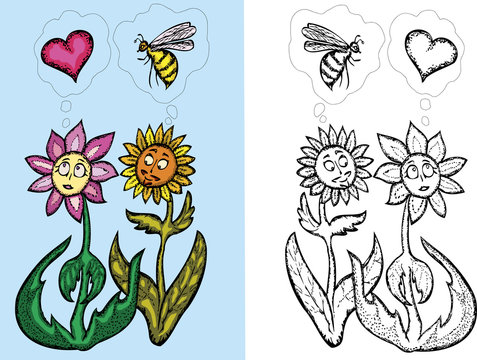Couple of loving flowers