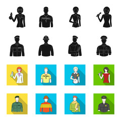 Military, fireman, artist, policeman.Profession set collection icons in black,flet style vector symbol stock illustration web. © pandavector