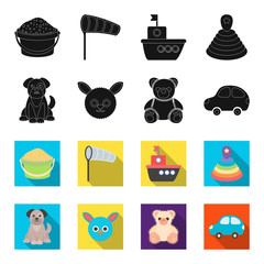 Children toy black,flet icons in set collection for design. Game and bauble vector symbol stock web illustration. © pandavector