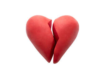 Broken heart isolated on white background with clipping path