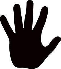 Silhouette model palm people. Drawn in black, isolated on white background.
