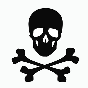 Skull and bones - a sign of danger. Illustration isolated on white background.