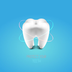 Whitening of human tooth.Vector illustration.