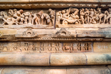 Close up genre stone carving in Lakshman Temple