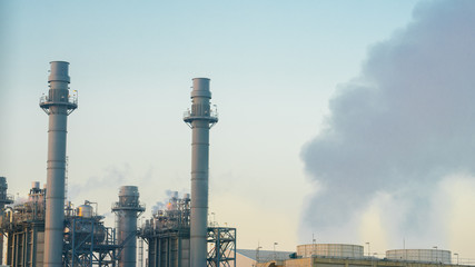 Electricity power plant with morning sky.