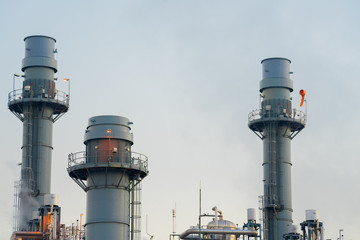 Electricity power plant with morning sky.