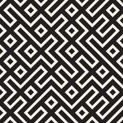 Stylish lines lattice. Ethnic monochrome texture. Abstract geometric background design. Vector seamless pattern.