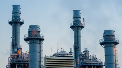 Electricity power plant with morning sky.