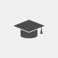 Student cap flat vector icon	