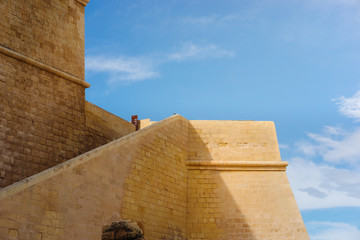 Victoria, Gozo. Ancient walls of Citadel built of limestone
