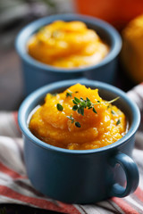 Pumpkin puree in portion cup