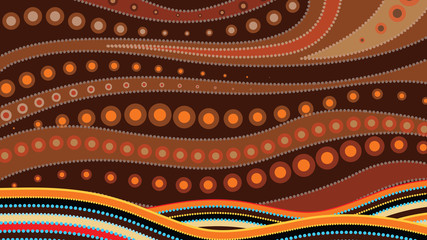 Aboriginal art vector background. - obrazy, fototapety, plakaty