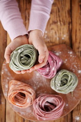 pasta in children's hands