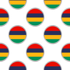 Seamless pattern from the circles with flag of Republic of Mauritius.