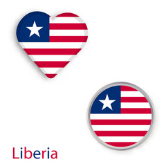 Heart and circle symbols with flag of Republic of Liberia.