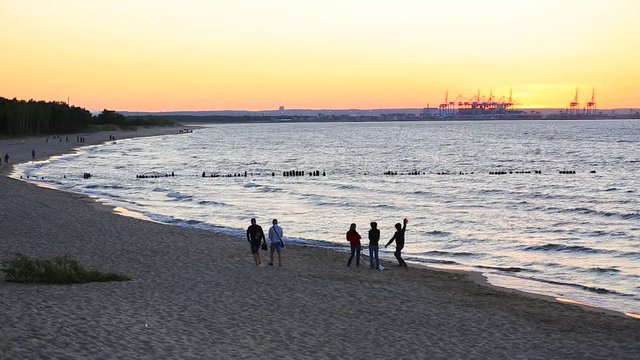 Sunset over the Baltic Sea in Gdansk, Poland