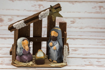 Wooden Decoration with Nativity Scene: Christmas Symbol Theme