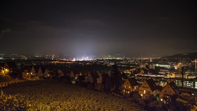 Timelapse over Stuttgart from a viewing Point in the fog (Sunrise)