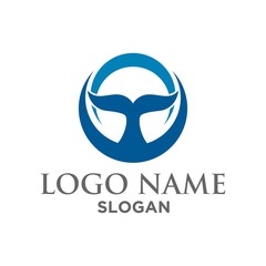 Obraz premium whale wave logo vector
