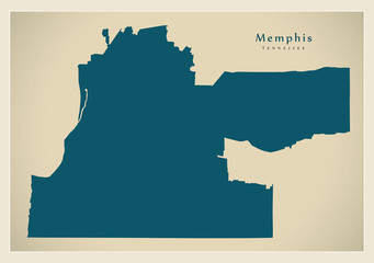 Modern City Map - Memphis Tennessee city of the USA