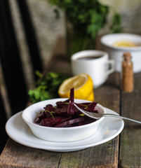 beet boiled - vegetable salad (beet slices)