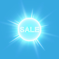 Sale glowing neon sign on the transparent background. Light vector background for your advertise, discounts and business