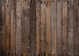 Foto op Plexiglas Hout textuur. Grote verweerde houten achtergrond van planken met roestige spijkers. Scherp en zeer gedetailleerd. © nevodka.com