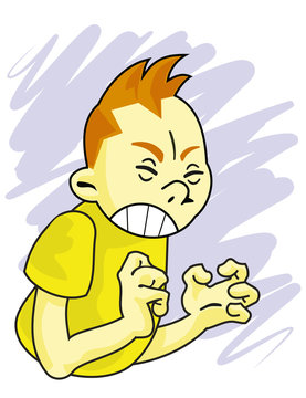 caricatura de adolescente enojado