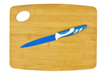 Cutting board and ceramic kitchen knife