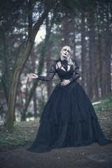 girl in black Gothic dress