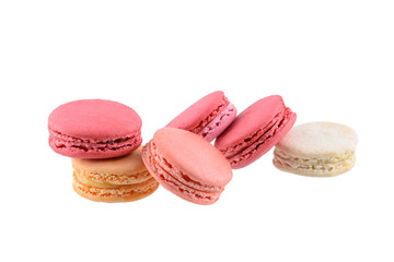 Sweet and colourful french macaroons or macaron, Dessert isolated on white background