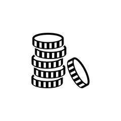 Coins Stack. Flat Vector Icon. Simple black symbol on white background