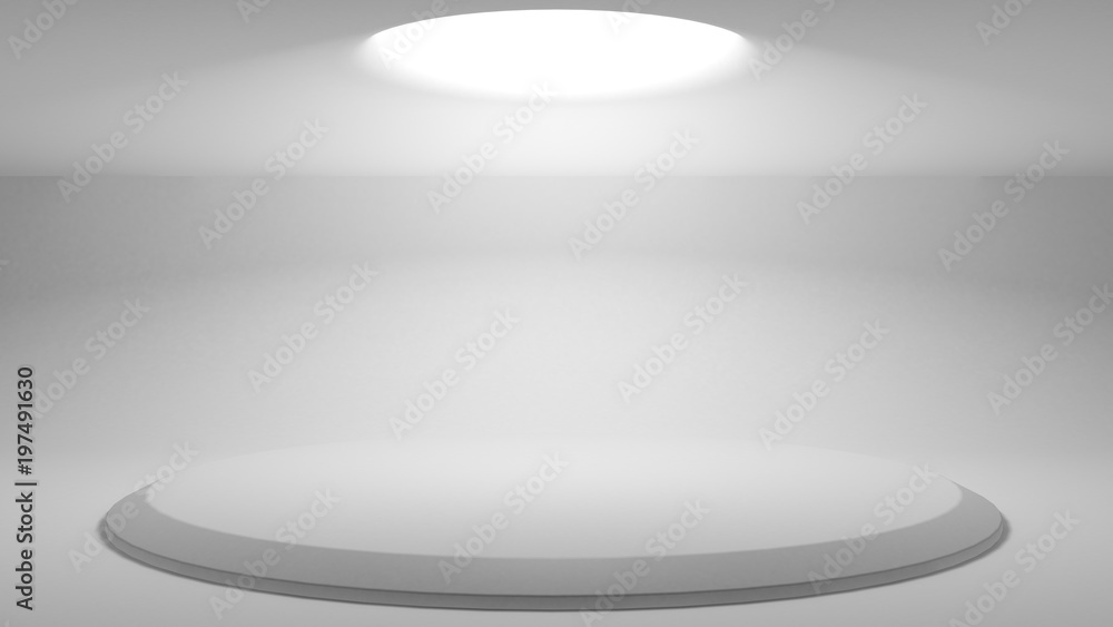 Aufkleber a stand for demonstrating your design. a round pedestal-platform illuminated by a diffuse top light.