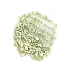 Eye shadow crushed samples isolated on white background. Top view