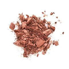 Eye shadow crushed samples isolated on white background. Top view