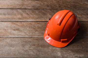 Orange protective safety helmet