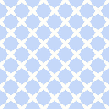 Blue quatrefoil lattice pattern.