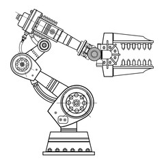 Industrial robot hand vector image on the isolated background.